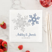 Hochzeit von Navy Blue Silver Snowflake Serviette (Beispiel)
