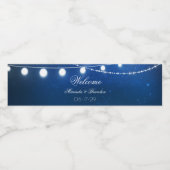 Hochzeit von Navy Blue & Silver String Lights Coun Wasserflaschenetikett (Einzelnes Label)