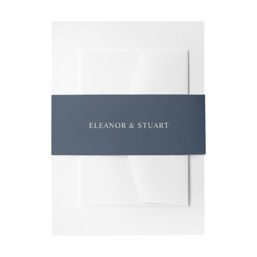 Hochzeit von Navy Blue Simple Names Einladungsbanderole (Vorderseite Beispiel)