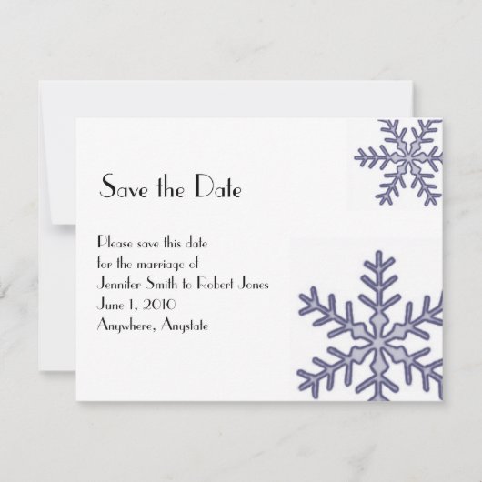 Hochzeit von Navy Blue Snowflake Save the Date (Vorderseite)