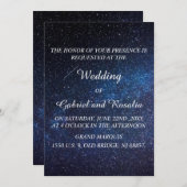 Hochzeit von Navy Blue Starry Night Sky Milkyway Einladung (Vorne/Hinten)