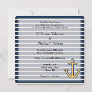 Hochzeit von Navy Blue Stripes Einladung