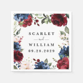 Hochzeit von Navy Blue und Burgund Blush Pink Flor Serviette