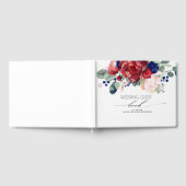 Hochzeit von Navy Blue und Burgund Red Floral Gästebuch (Voll)