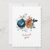 Hochzeit von Navy Blue und Burnt Orange Einladung (Rückseite)