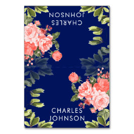 Hochzeit von Navy Blue und Coral Blume | PLATZKART Tischnummer