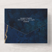 Hochzeit von Navy Blue und Gold Agate All In One Einladung (Rückseite)