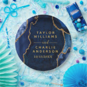 Hochzeit von Navy Blue und Gold Agate Pappteller (Party)