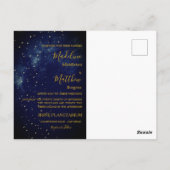 Hochzeit von Navy Blue und Gold Celestial Postkarte (Rückseite)