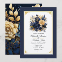 Hochzeit von Navy Blue und Gold Floral