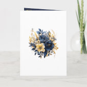 Hochzeit von Navy Blue und Gold Floral Programm (Rückseite)