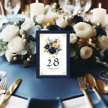 Hochzeit von Navy Blue und Gold Floral Tischnummer<br><div class="desc">Mit dieser eleganten Hochzeitskarte aus Marineblau und Goldblütengold verleihen Sie Ihre Hochzeitsdekoration noch weiter. Mit seinen edlen Blumen- und Goldakzenten und klassischer Typografie fügt diese Tischnummer Ihren Empfang-Tischen eine luxuriöse Touch hinzu. Personalisieren Sie es mit den Namen des Paares und dem Hochzeitsdatum für einen schön koordinierten Look, der Ihr elegantes...</div>