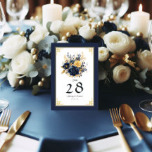 Hochzeit von Navy Blue und Gold Floral