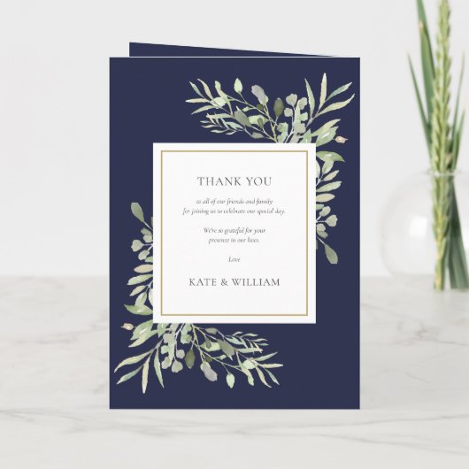 Hochzeit von Navy Blue und Gold Green Programm (Rückseite)