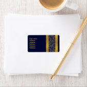 Hochzeit von Navy Blue und Gold Lace Adressaufkleber (Insitu)