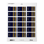 Hochzeit von Navy Blue und Gold Lace Adressaufkleber (Vorne)