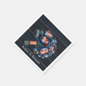 Hochzeit von Navy Blue und Kupfer Peony Bouquet Wo Serviette (Ecke)
