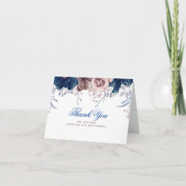 Hochzeit von Navy Blue und Mauve Dankeskarte