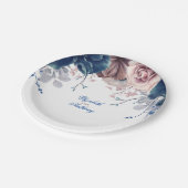 Hochzeit von Navy Blue und Mauve Floral Pappteller (Schrägansicht)