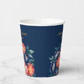 Hochzeit von Navy Blue und Orange Peony Blume Pappbecher (Links)