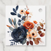 Hochzeit von Navy Blue und Orange Peony Geschenkanhänger (Rückseite)