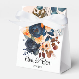Hochzeit von Navy Blue und Orange Peony Geschenkschachtel