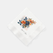 Hochzeit von Navy Blue und Orange Peony Serviette (Ecke)