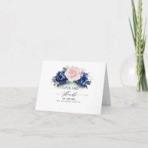 Hochzeit von Navy Blue und Pink Floral Vielen Dank Dankeskarte