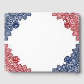 Hochzeit von Navy Blue und Red Floral Lace Gästebuch (Rückseite)