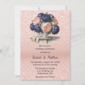 Hochzeit von Navy Blue und Rose Gold Einladung (Vorderseite)