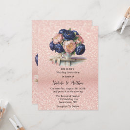 Hochzeit von Navy Blue und Rose Gold Einladung