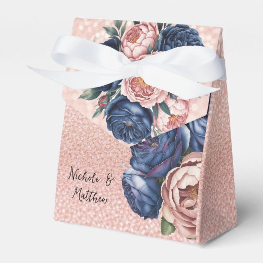 Hochzeit von Navy Blue und Rose Gold Geschenkschachtel (Vorderseite)