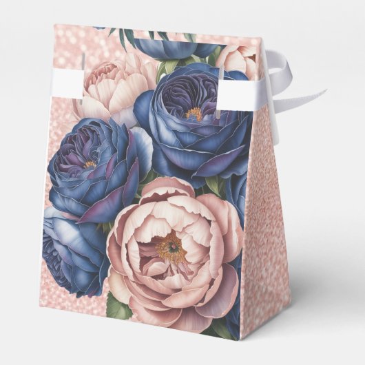 Hochzeit von Navy Blue und Rose Gold Geschenkschachtel (Rückseite)