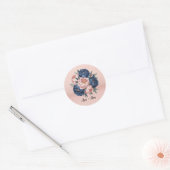 Hochzeit von Navy Blue und Rose Gold Runder Aufkleber (Umschlag)
