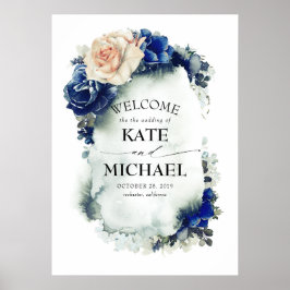 Hochzeit von Navy Blue und Rust Floral Vintage Beg Poster