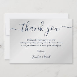 Hochzeit von Navy Blue und Silver Dankeskarte