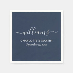 Hochzeit von Navy Blue und Silver Serviette
