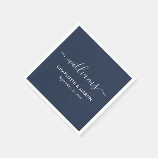 Hochzeit von Navy Blue und Silver Serviette (Ecke)