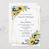 Hochzeit von Navy Blue und Sunflower Einladung (Vorne/Hinten)