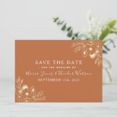 Hochzeit von Navy Blue und Terracotta rettet das D Save The Date (Stehend Vorderseite)