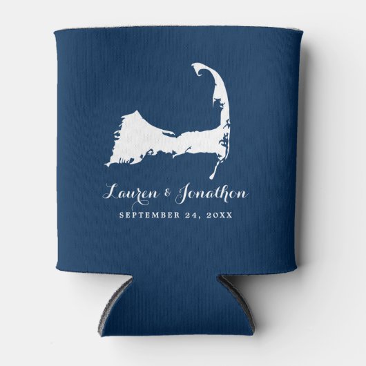 Hochzeit von Navy Blue und White Cape Cod Map Dosenkühler (Vorderseite)