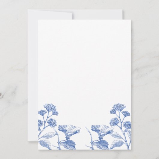 Hochzeit von Navy Blue und White Chinoiserie Einladung (Rückseite)