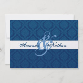Hochzeit von Navy Blue und White Diamond Damask Einladung