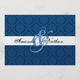 Hochzeit von Navy Blue und White Diamond Damask Einladung