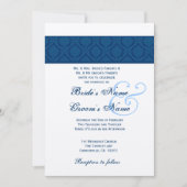 Hochzeit von Navy Blue und White Diamond Damask Einladung (Vorderseite)