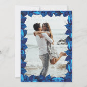 Hochzeit von Navy Blue und White Floral Foto Einladung (Rückseite)