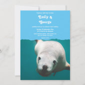 Hochzeit von Navy Blue Underwater Aqua Sea Lion Einladung (Vorderseite)