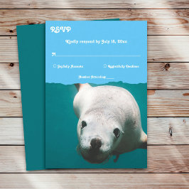Hochzeit von Navy Blue Underwater Aqua Sea Lion RSVP Karte