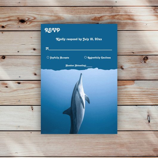 Hochzeit von Navy Blue unter dem Meer Dolphin Coas RSVP Karte