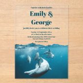 Hochzeit von Navy Blue unter den Meeresdelphinen Acryleinladungen (Vorderseite)